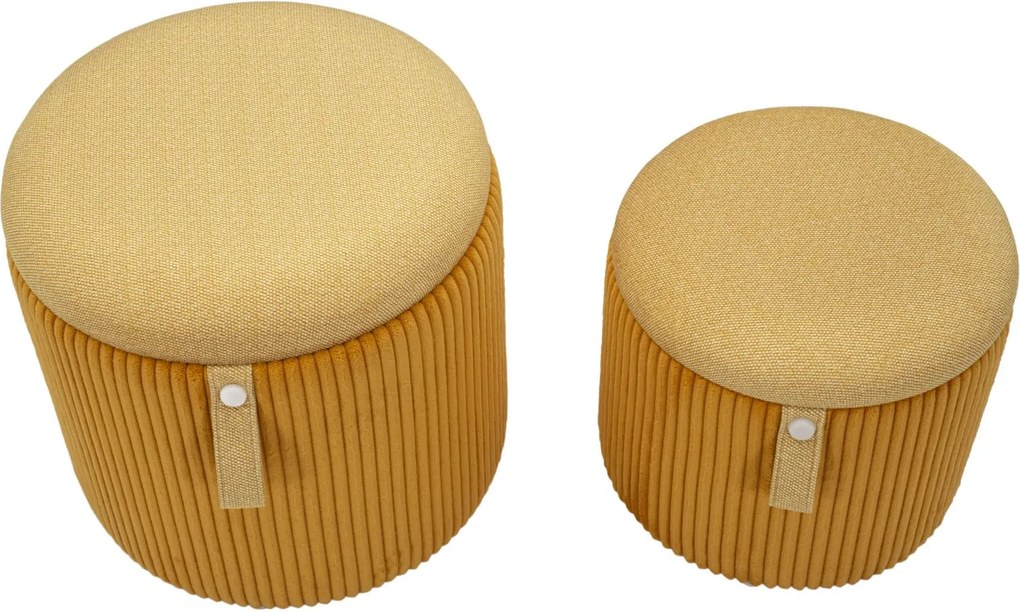 PUFE COM ARMAZENAMENTO BOLZANO 2 PEÇAS Ø 38 X 38-32 X 28 CM AMARELO