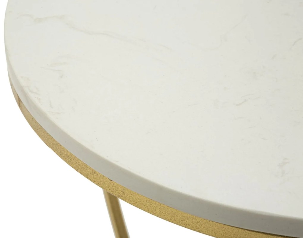 MESA DE APOIO CORAÇ CM Ø 40X45,5 DOURADO E BRANCO