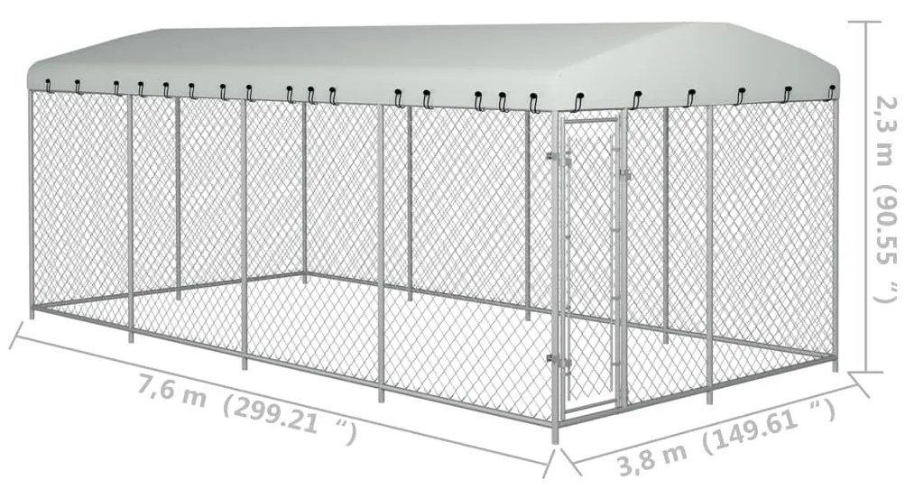 Canil de exterior com telhado 8x4x2,3 m