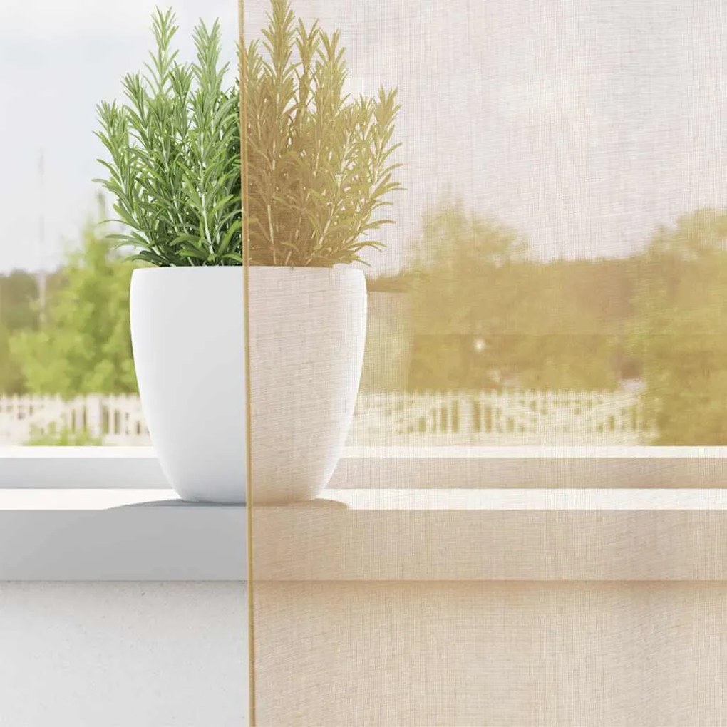 Cortinas de voile com ilhós 2 pcs areia