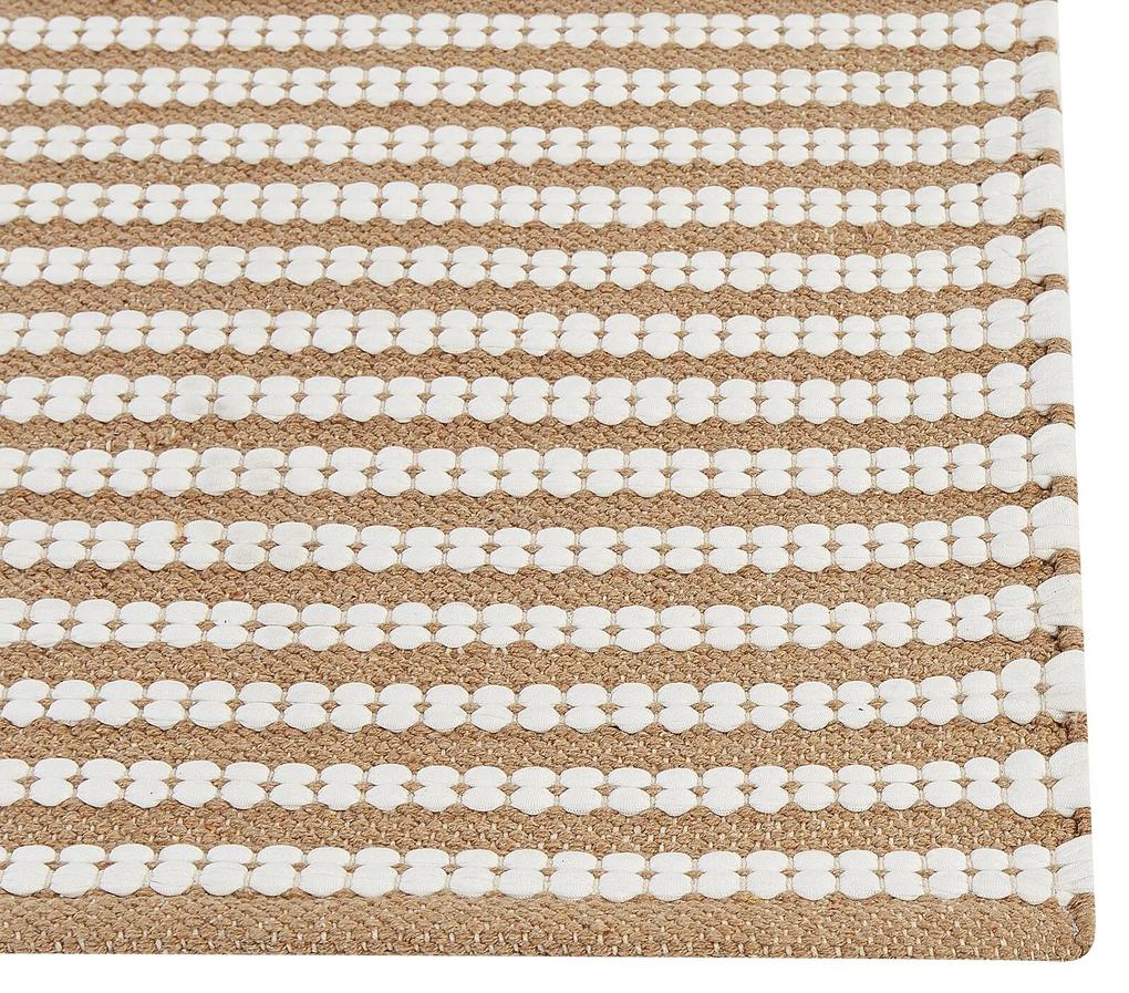 Tapete em algodão branco e castanho 80 x 150 cm SOFULU Beliani