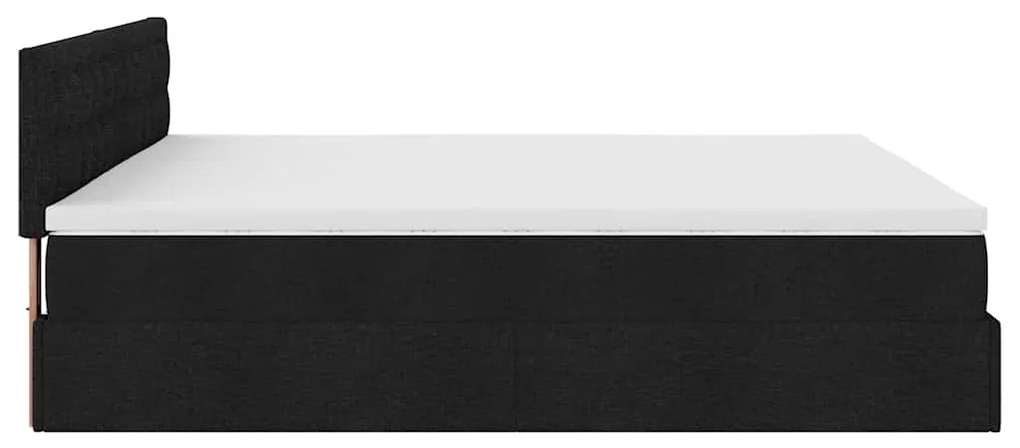 Estrutura de cama otomana com colchão 200x200 cm tecido preto