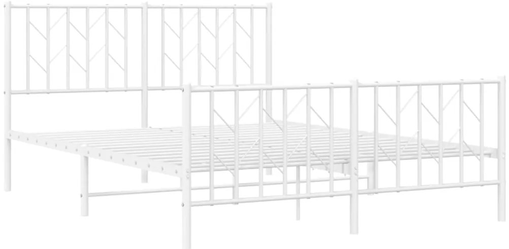 Estrutura de cama com cabeceira e pés 135x190 cm metal branco