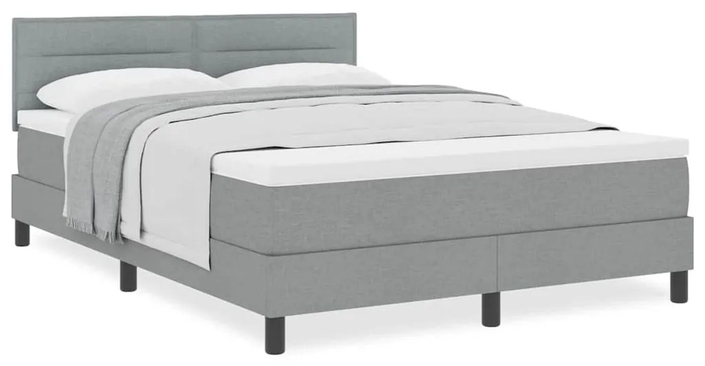 Cama Box Spring com Colchão Cinza Claro 140x200 cm Tecido