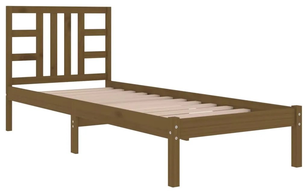 Estrutura de cama 100x200 cm madeira maciça castanho mel