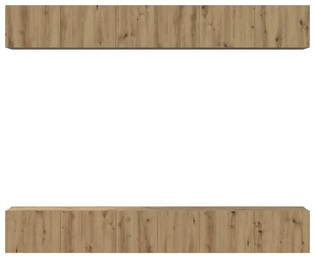 Conjunto de móvel de TV com prateleira 6 pcs carvalho artisiano