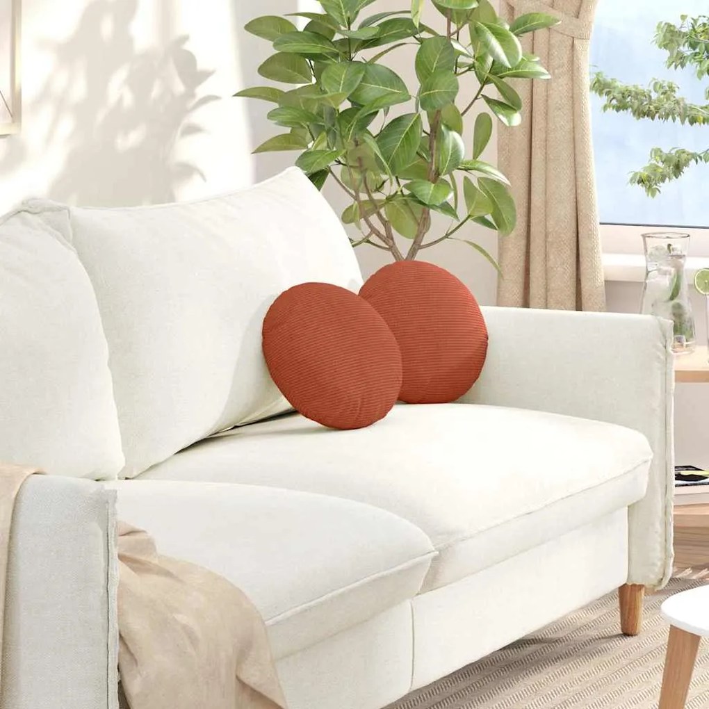 vidaXL Almofadas de Assento 2 pcs Laranja Vermelho Ø 30 cm