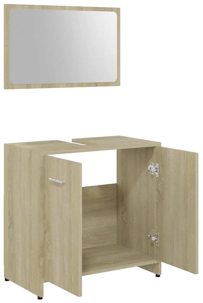 Conjunto móveis casa de banho derivados madeira carvalho sonoma