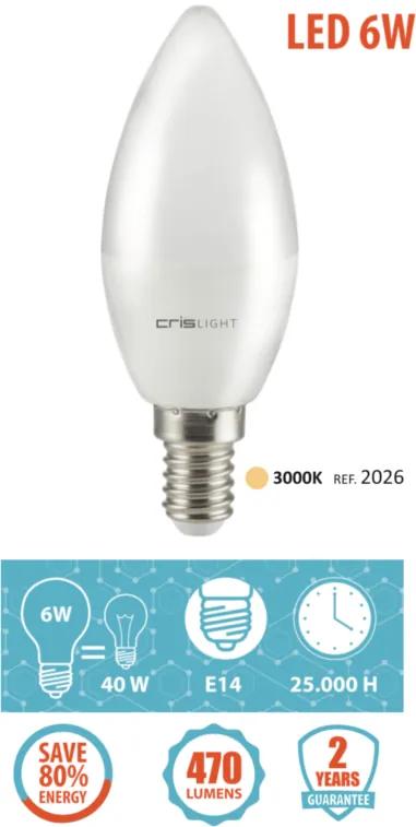 Crislight E14 LED 6W 470LM Branco Quente