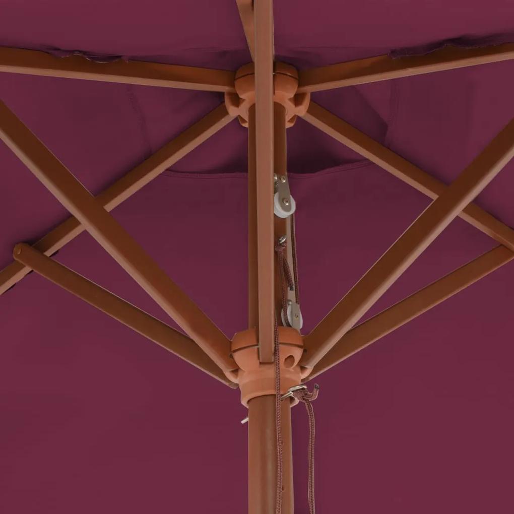 Guarda-sol de exterior mastro madeira 150x200cm vermelho bordô
