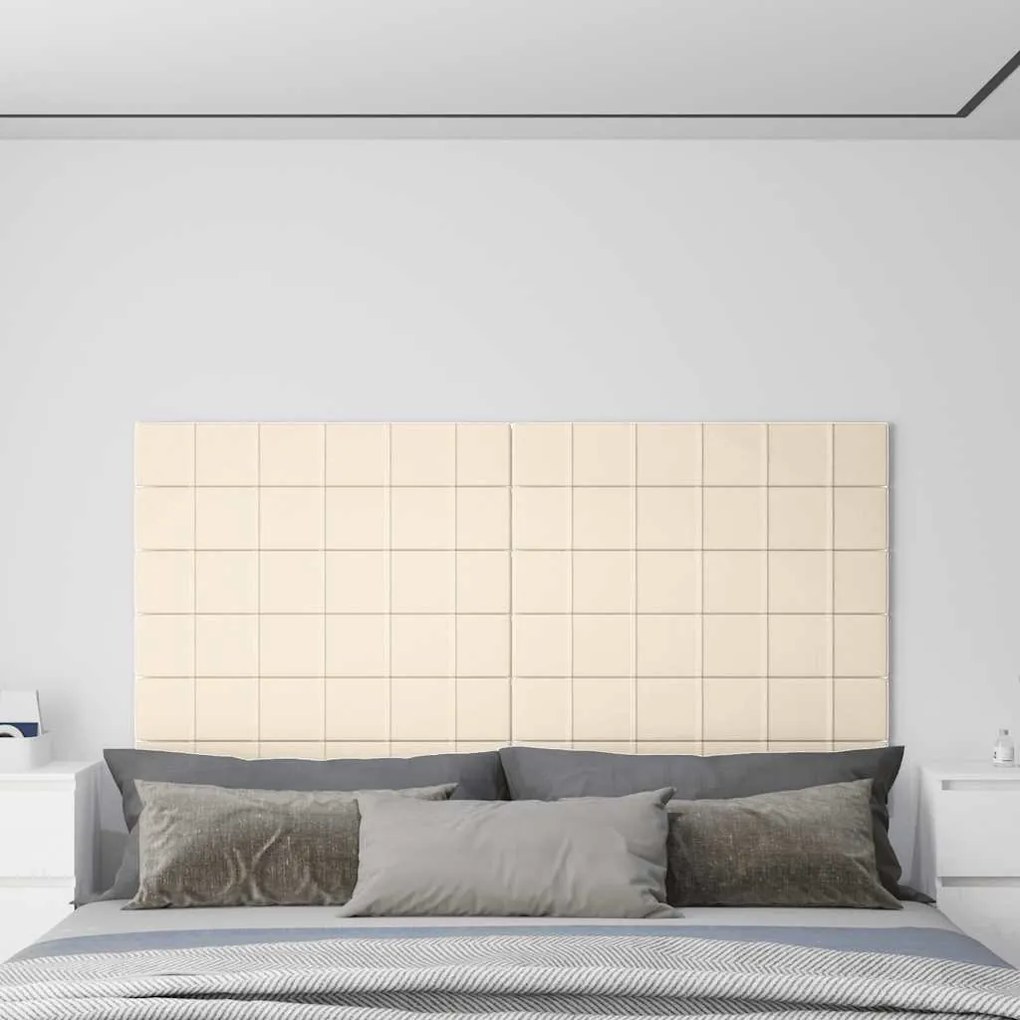 vidaXL Painel de parede 12 pcs 90x15 cm veludo 1,62 m² cor creme