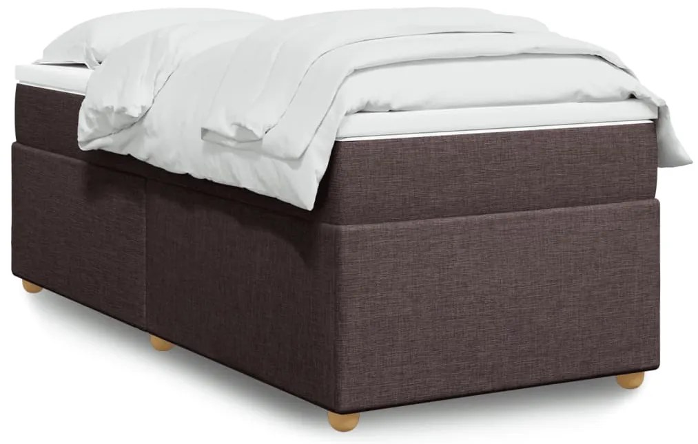 vidaXL Cama com molas/colchão 90x200 cm tecido castanho-escuro