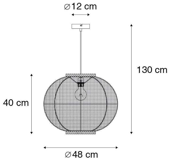 Candeeiro suspenso oriental castanho 48 cm - Rob Oriental