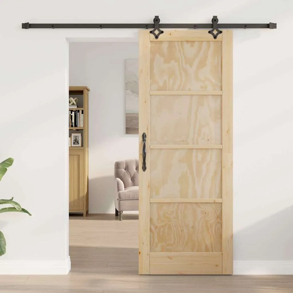 Porta Deslizante com Conjunto de Ferragem 'ORKDAL'Madeira Maciça de Pi