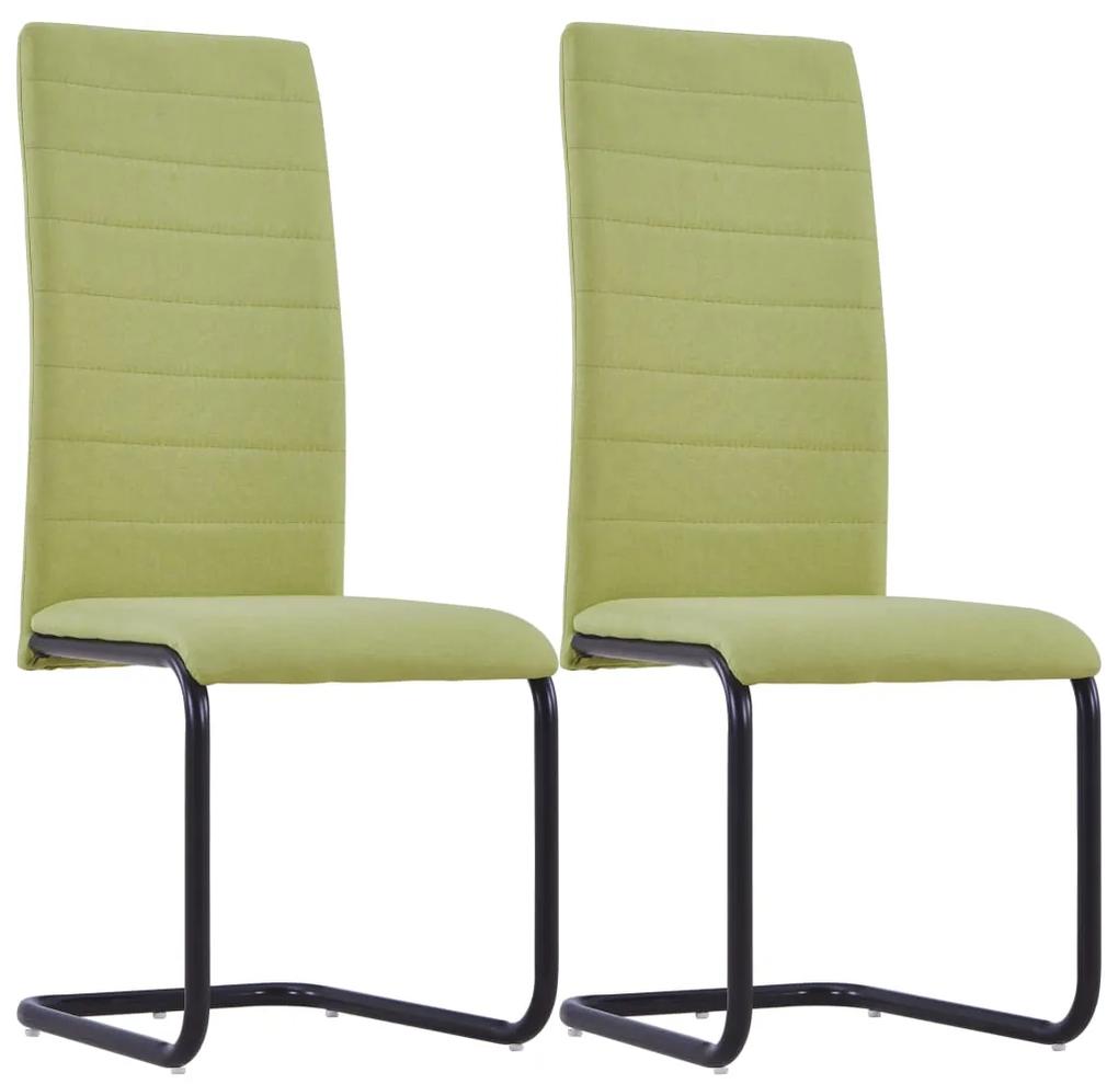 281813 vidaXL Cadeiras de jantar cantilever 2 pcs tecido verde