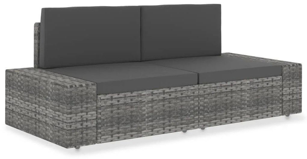49525 vidaXL Sofá seccional de 2 lugares vime PE cinzento