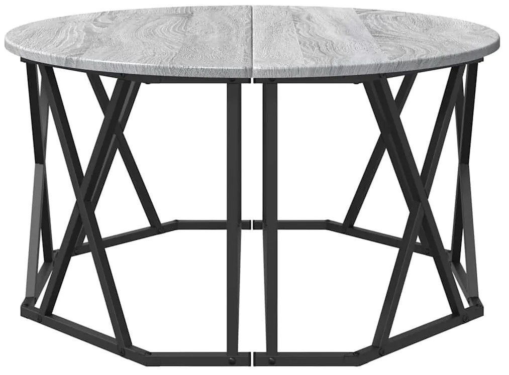 Mesa de Centro Cinza Sonoma 80x80x42 cm Feita de Madeira Engenharia