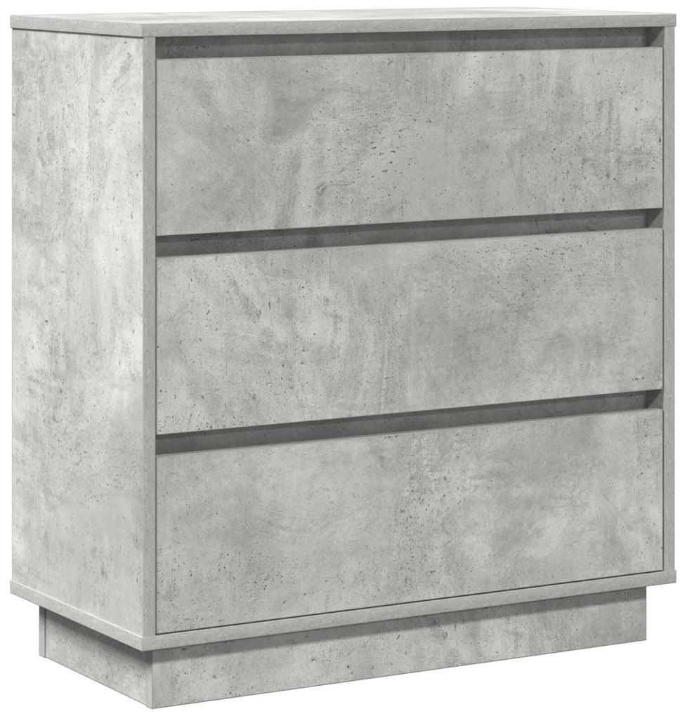 Cômoda de Cabeceira vidaXL com LED Cinza Concreto 71x34,5x75 cm Madeir