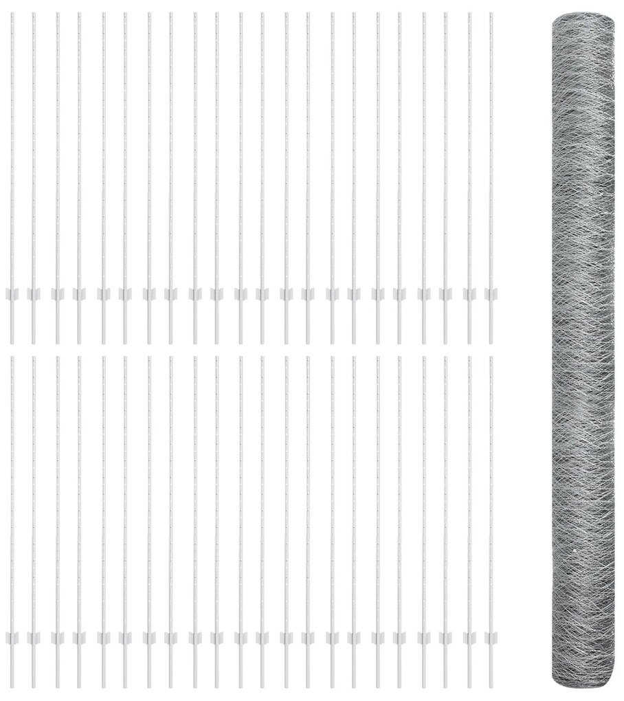 Postes para Cerca vidaXL 22 pcs U-Channel 160 cm Aço Galvanizado