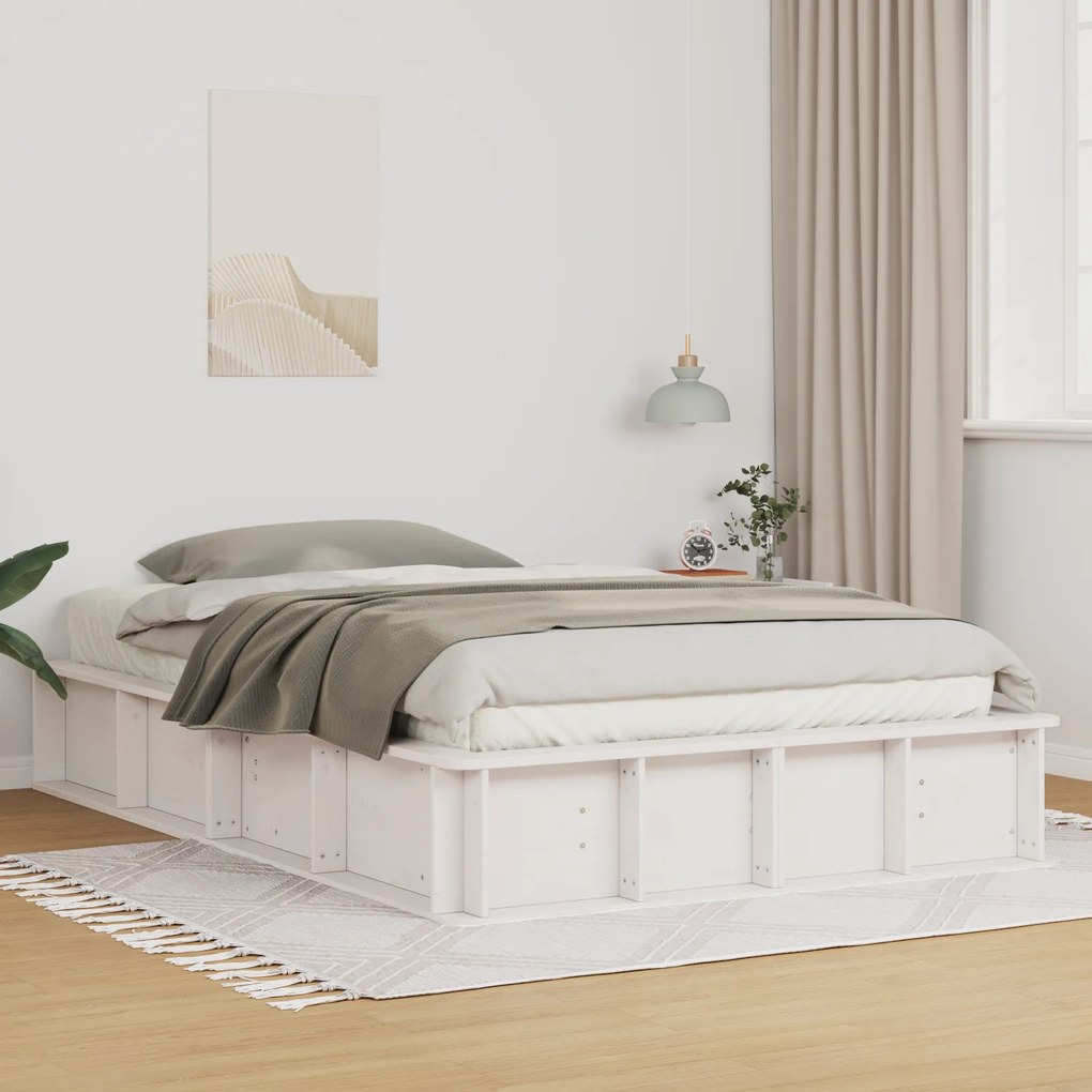 vidaXL Cama Branca com Armazenamento Elevável - 140 x 200 cm