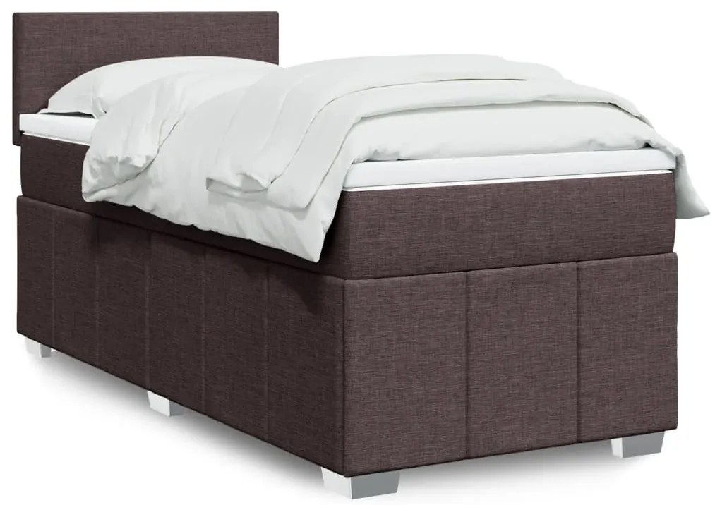 Cama com molas/colchão 90x190 cm tecido castanho-escuro