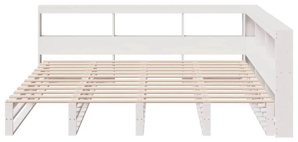 Cama com estante sem colchão 180x200 cm pinho maciço branco