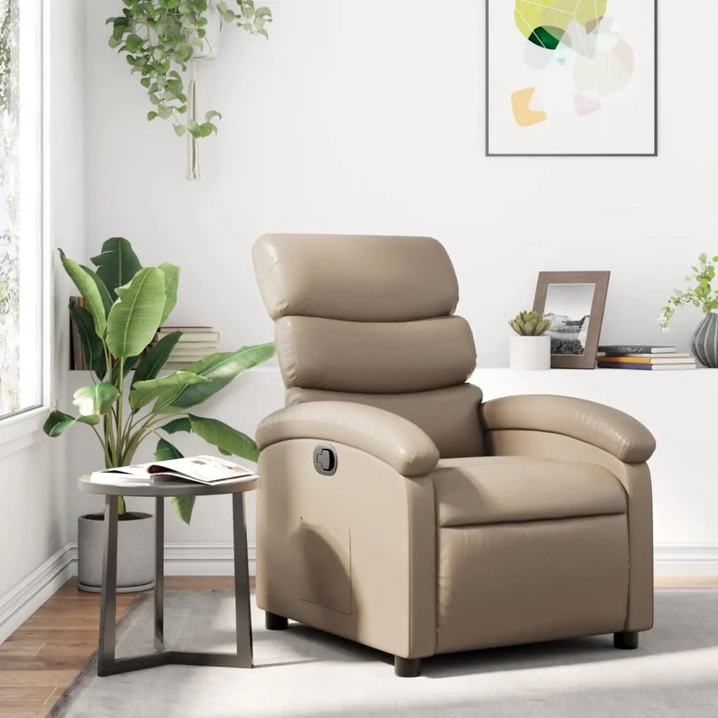 vidaXL Poltrona reclinável couro artificial cor cappuccino