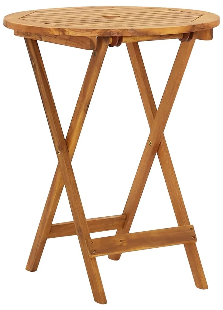 3 pcs conjunto jantar dobrável p/ jardim madeira acácia maciça