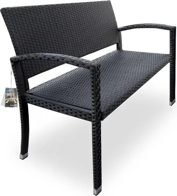 Banco de jardim Polyrattan 122x58x87cm Preto