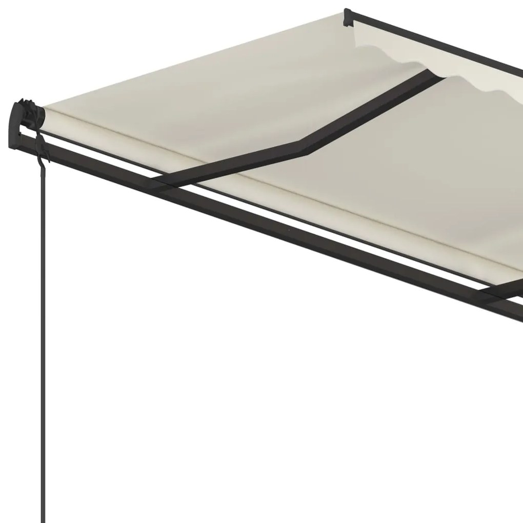 Toldo retrátil manual com postes 4,5x3,5 m cor creme