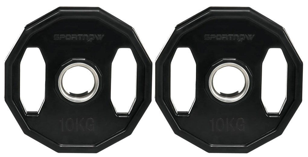 SPORTNOW Conjunto de 2 Discos de Pesos Olimpicos 10kg Ferro Fundido Placas de Peso com Orifício de 5cm Ø32x4 cm Preto | Aosom Portugal