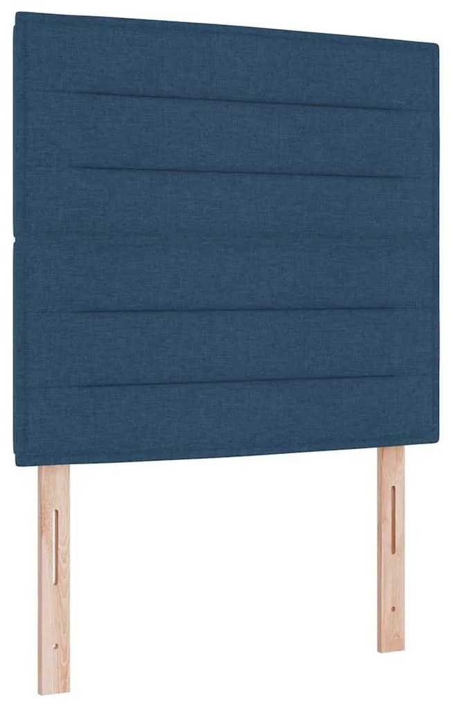 Cama Box Spring com Colchão e Banco Azul 90x200 cm Tecido