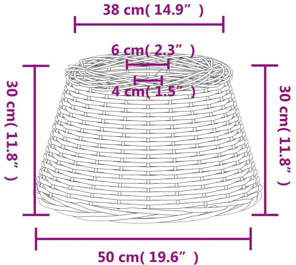 Abajur de teto Ø50x30 cm vime castanho