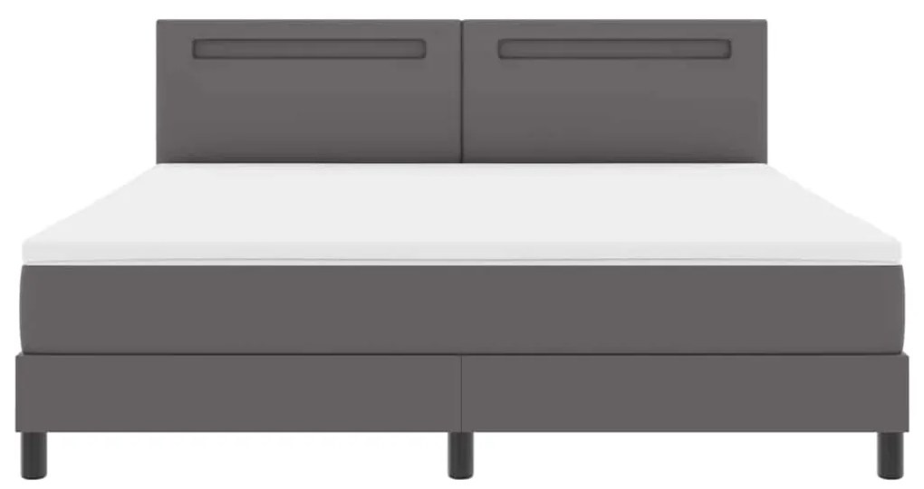 Cama Box com Colchão Cinza, Super King, Couro Sintético