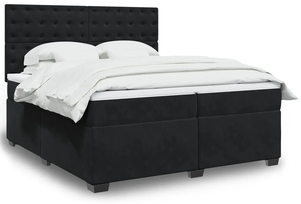 vidaXL Cama com molas/colchão 200x200 cm veludo preto
