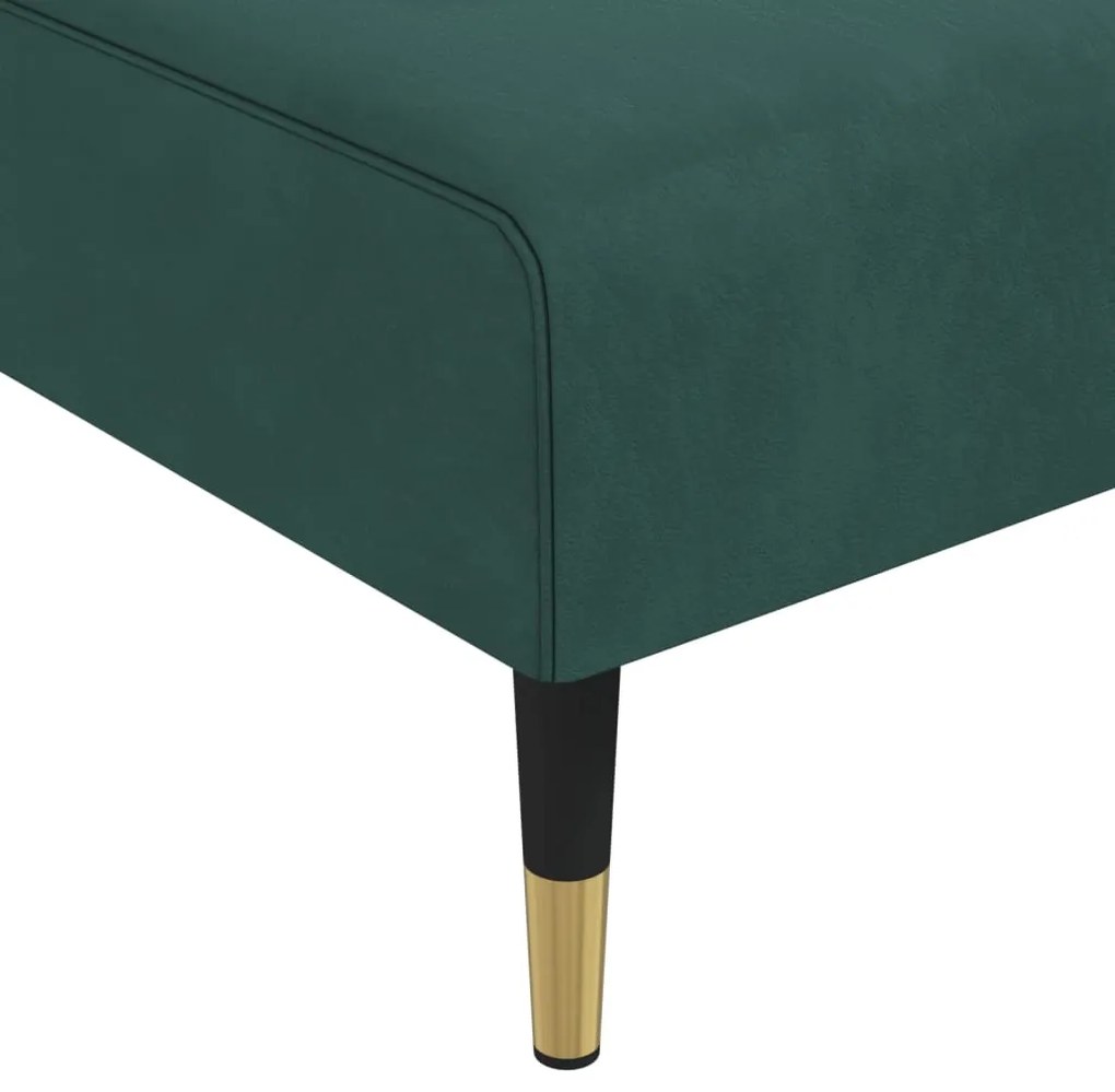 Chaise longue veludo verde-escuro