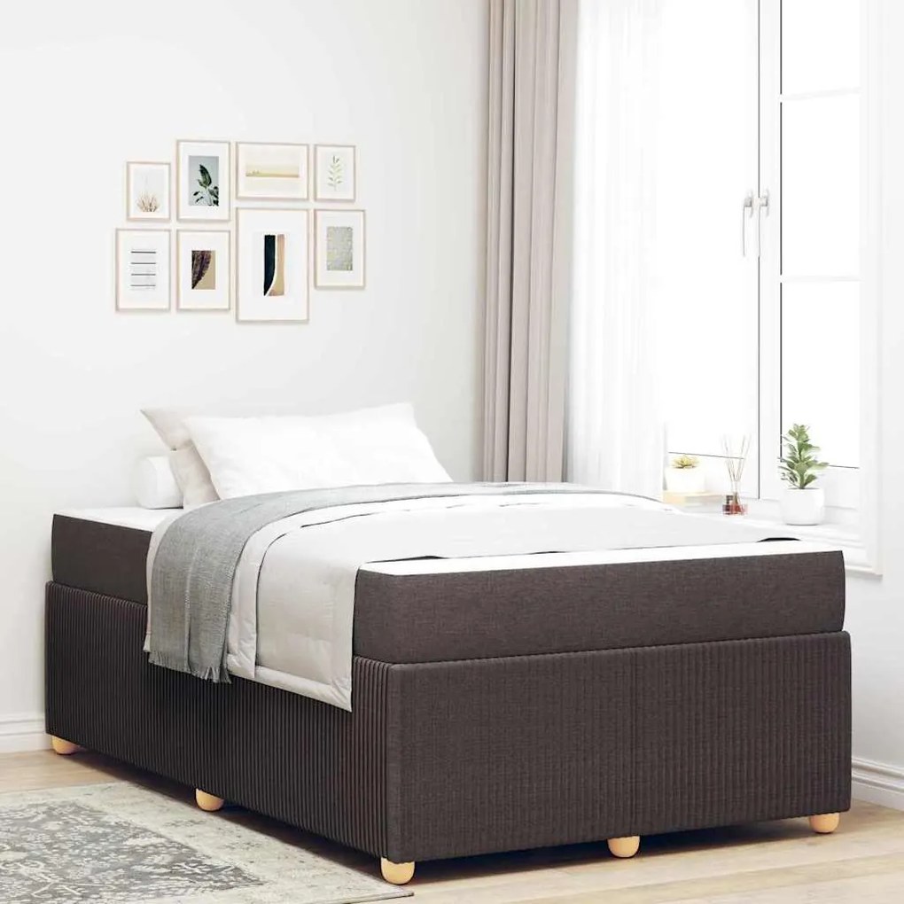 vidaXL Estrutura da Cama com colchão Marrom Escuro 120 x 190 cm tecido