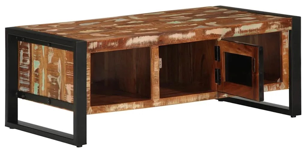 Mesa de centro multicor 90x50x36 cm madeira maciça recuperada