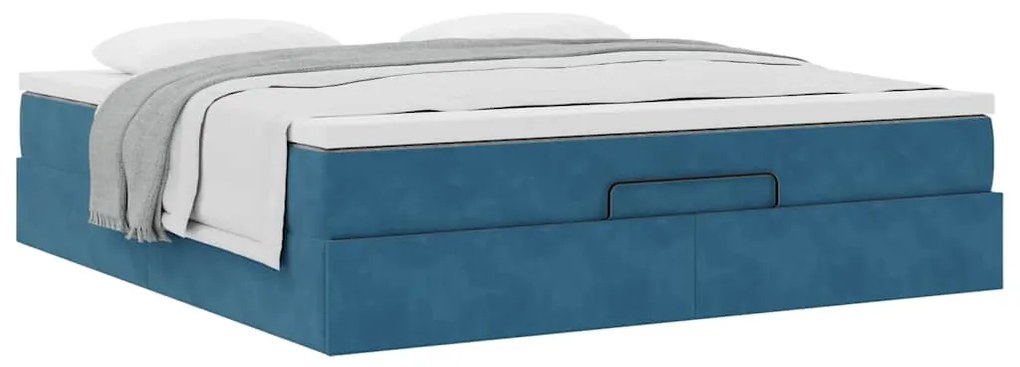 Estrutura de cama otomana com colchão 160x200 cm azul escuro