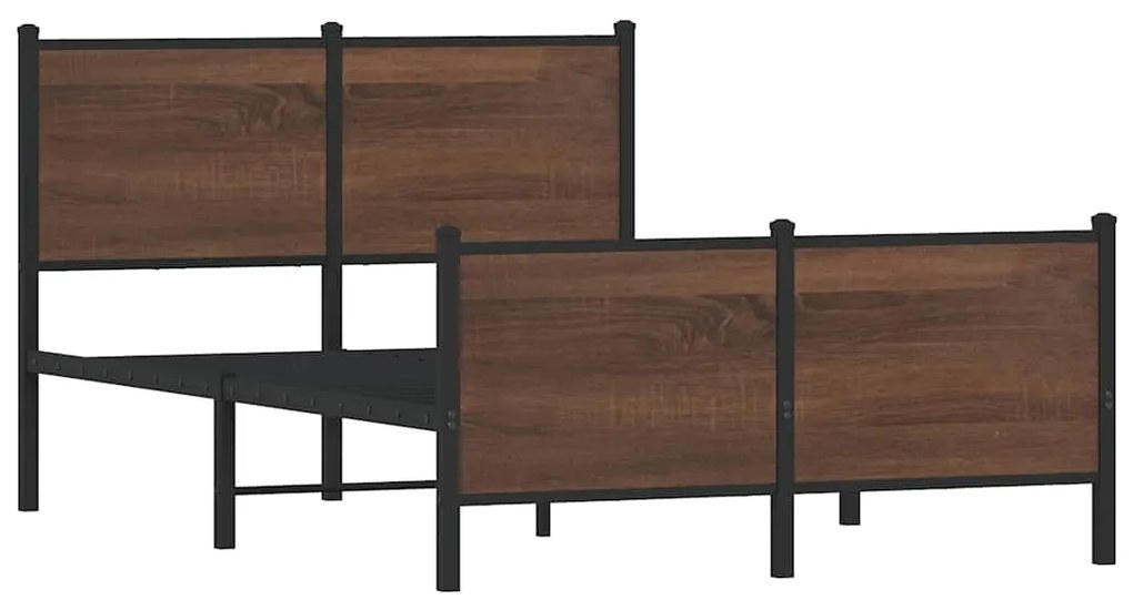 Estrutura de cama sem colchão 120x200cm metal carvalho castanho