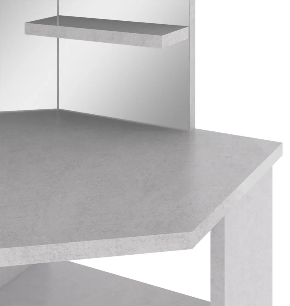 Toucador de canto com LED 111x54x141,5 cm cinzento cimento