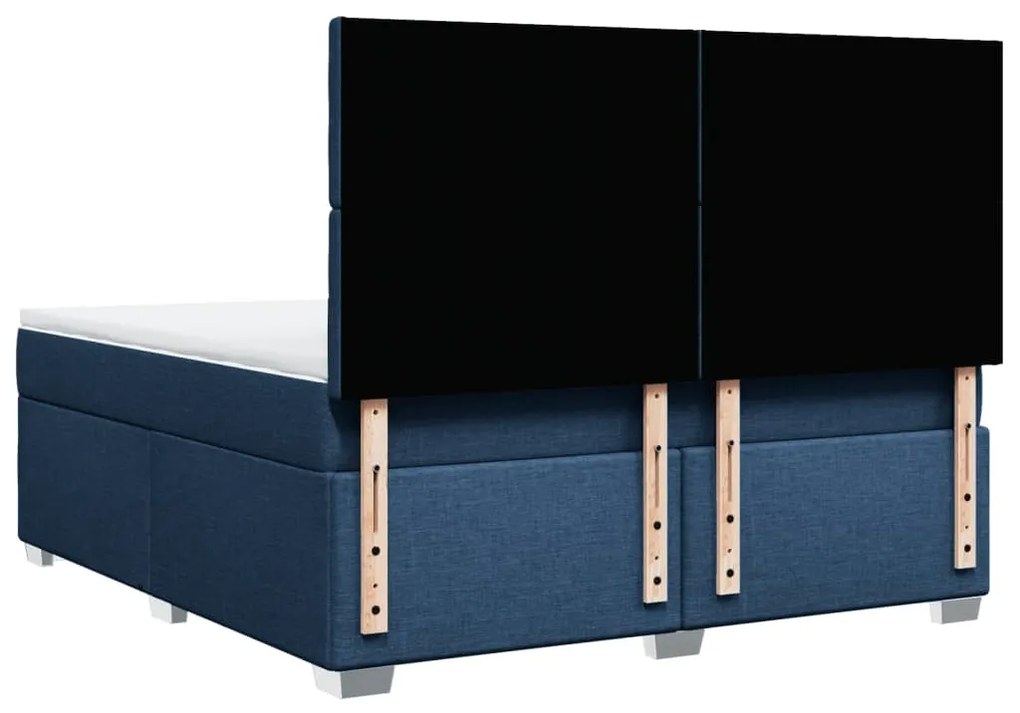 Cama com molas/colchão 180x200 cm tecido azul