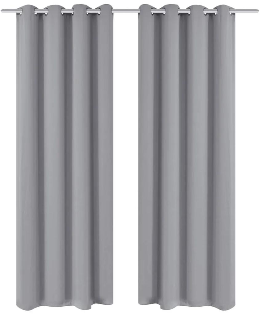 Cortinas opacas com anéis metálicos, cinzento, 2 pcs,135 x 245 cm