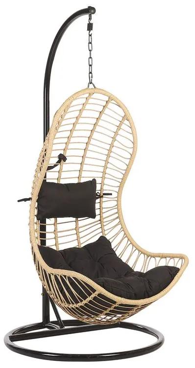 Cadeira suspensa com suporte em rattan cor natural PINETO Beliani
