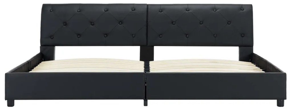 Estrutura de cama 180x200 cm couro artificial preto