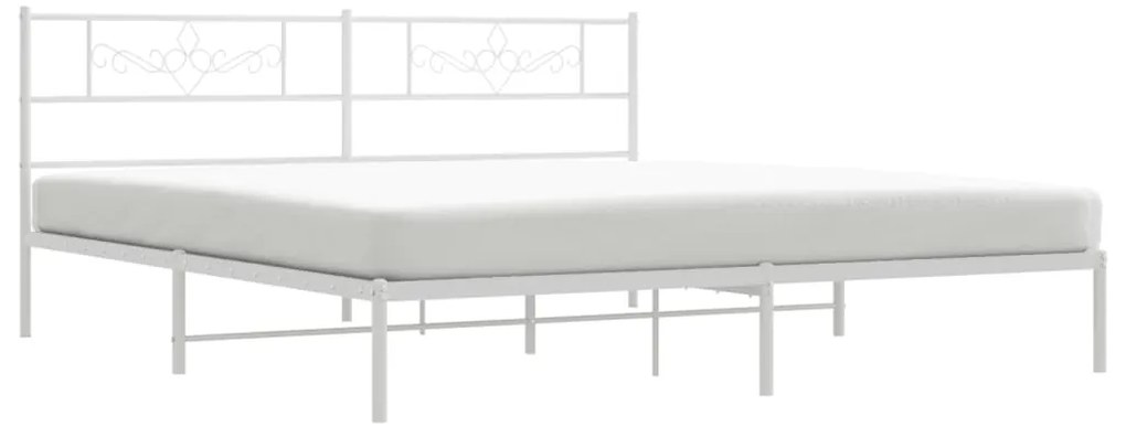 Estrutura de cama com cabeceira 200x200 cm metal branco