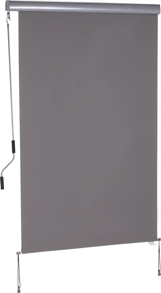 Outsunny Toldo Vertical para Varanda, Toldo para Sacada, Toldo Vertical, Proteção contra Vento, Rolo Lateral, Tela de Privacidade com Manivela, Tecido de Poliéster+Alumínio Cinza 200 x 120 cm | Aosom Portugal