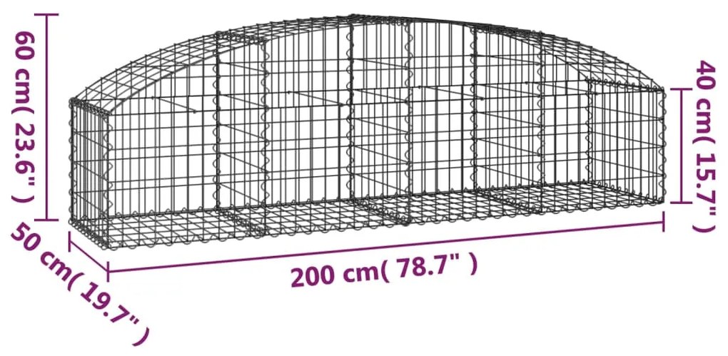 Cesto gabião arqueado 200x50x40/60 cm ferro galvanizado
