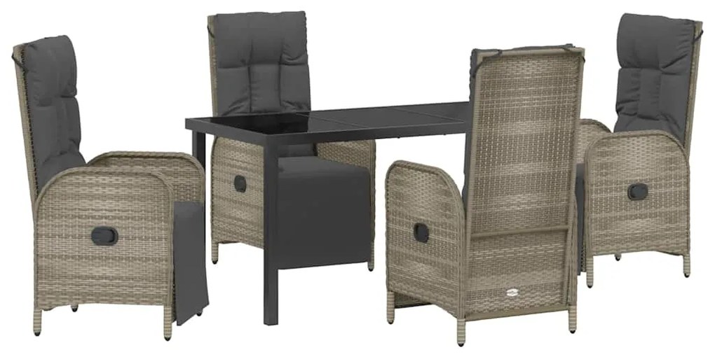 Conjunto de Jantar de Jardim com 5 Peças e Almofadas, Rattan Sintético