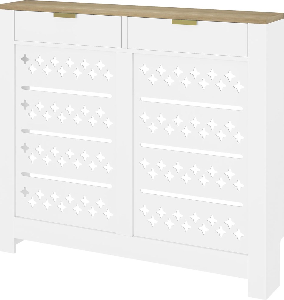 Cobertura de Radiador com Armário Basculante, 108 x 19 x 95,5 cm, Prateleira Superior, Branco